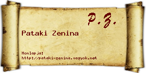 Pataki Zenina névjegykártya